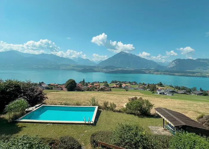 Alpehytte With Pool And View Of Thun